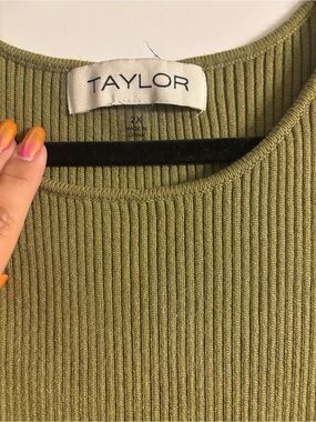 Taylor Olive Green Ribbed Knit Tank